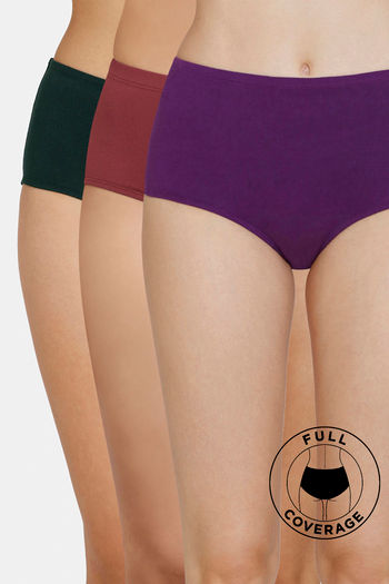 Buy Zivame High Rise Full Coverage Hipster Panty (Pack of 3) - Assorted